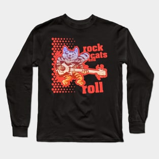 rock cats and roll funny cartoon Long Sleeve T-Shirt